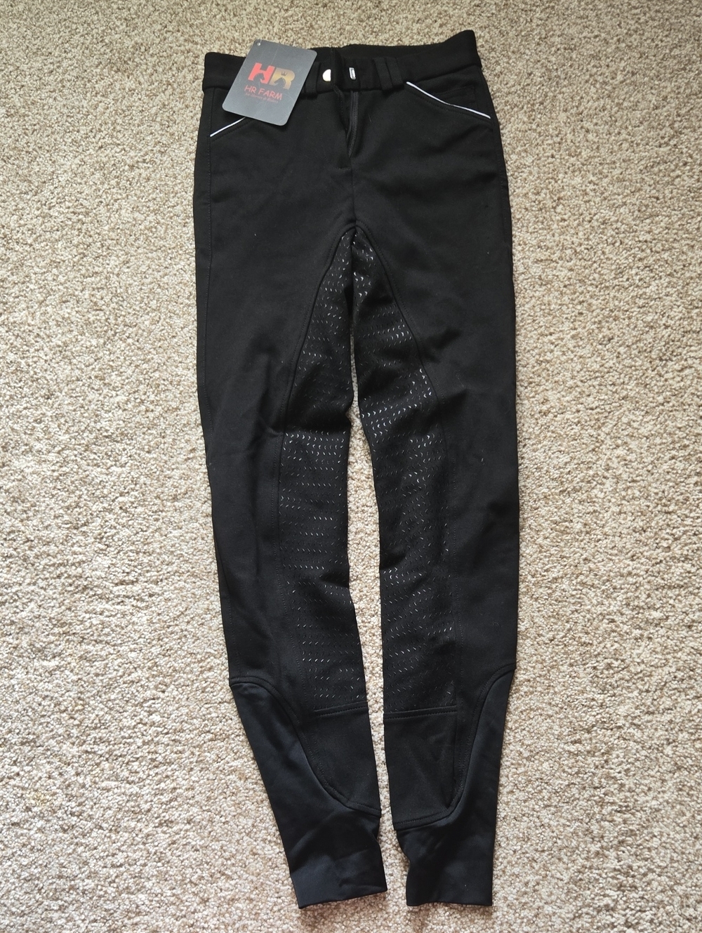 HR Farm Kids Black Horse Riding Pants - Grip Seat Size 22 NWT